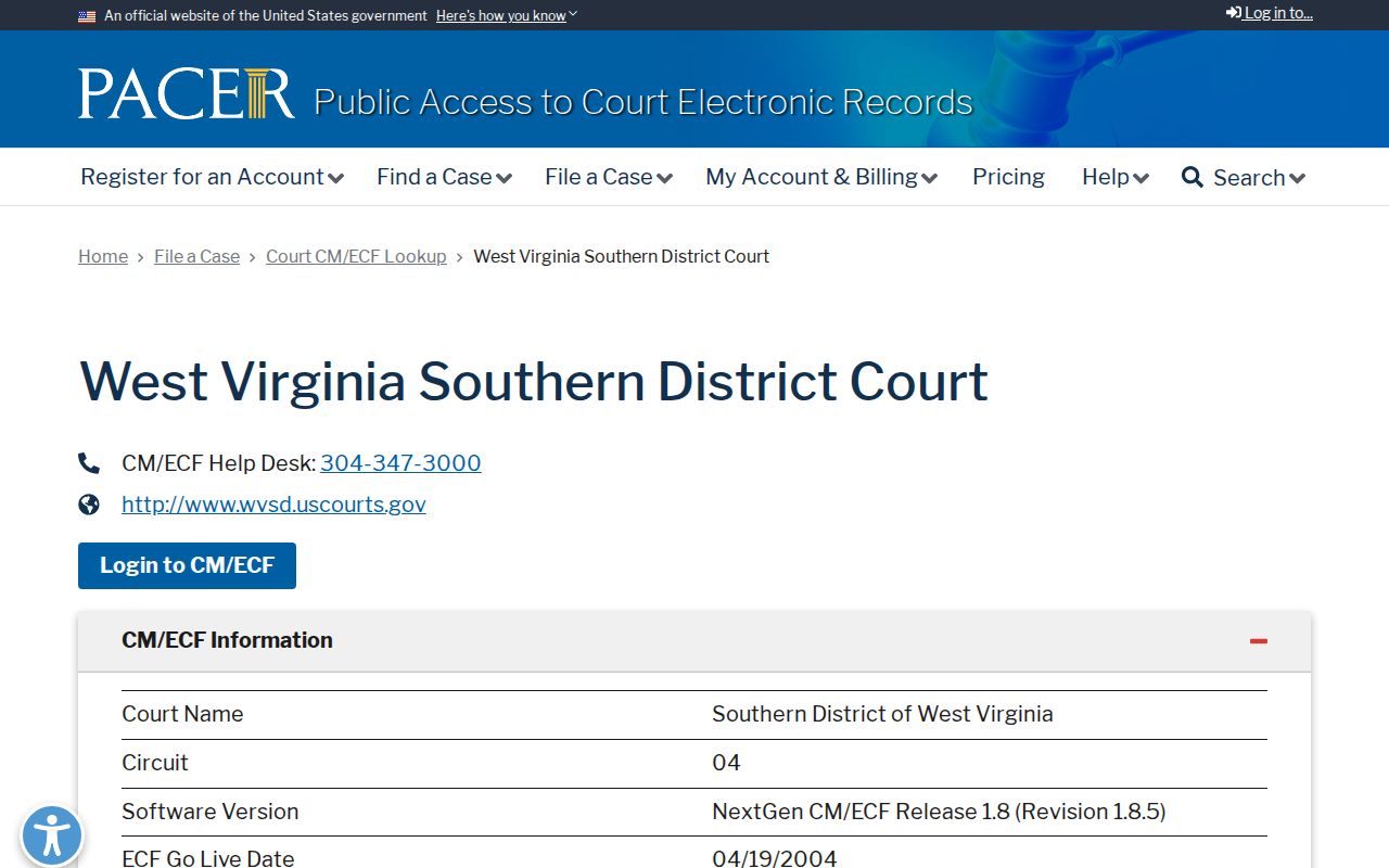 Wayne County Huntington federal court records through the official PACER court lookup
