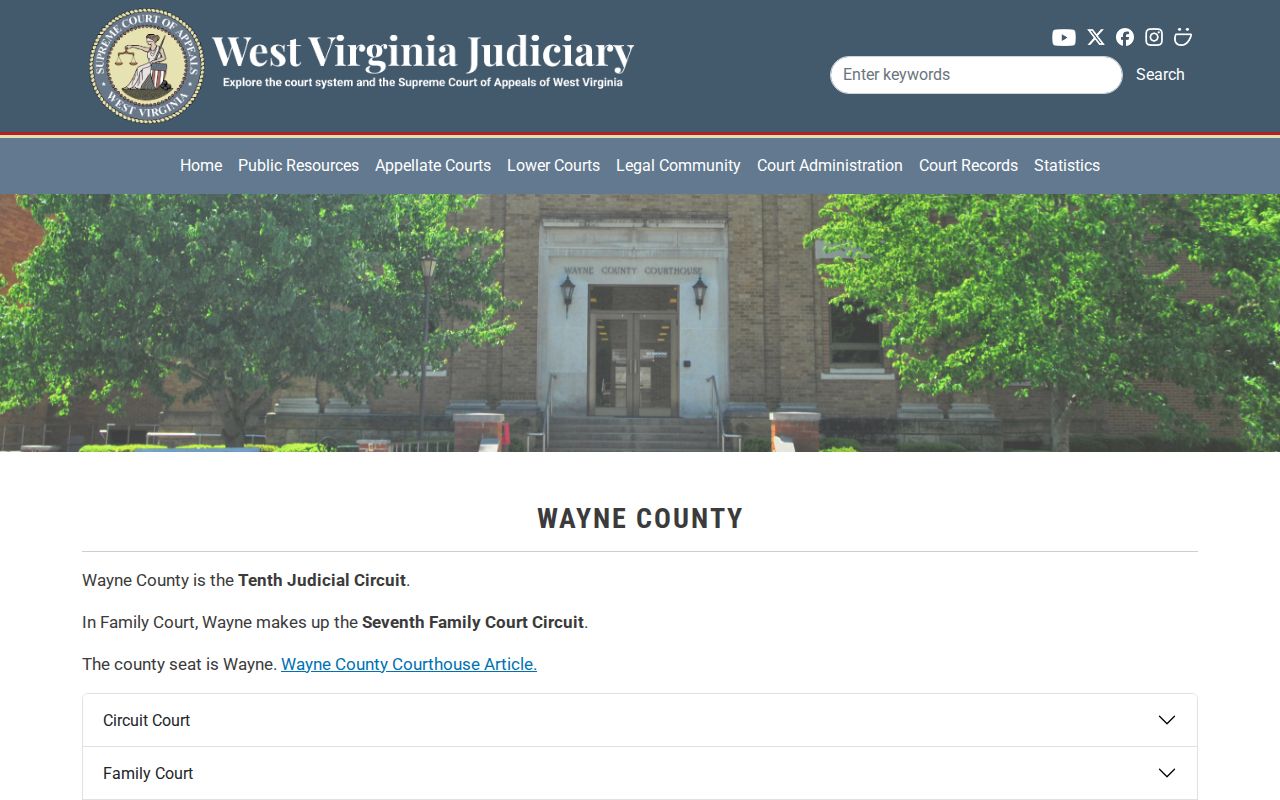 Wayne County court records offices in the official county judiciary directory